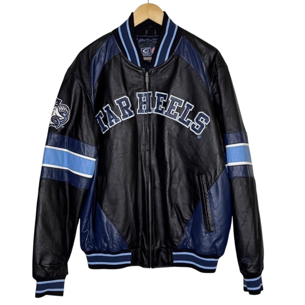 North Carolina UNC Tar Heels NCAA Leather Bomber Jacket Men's XL